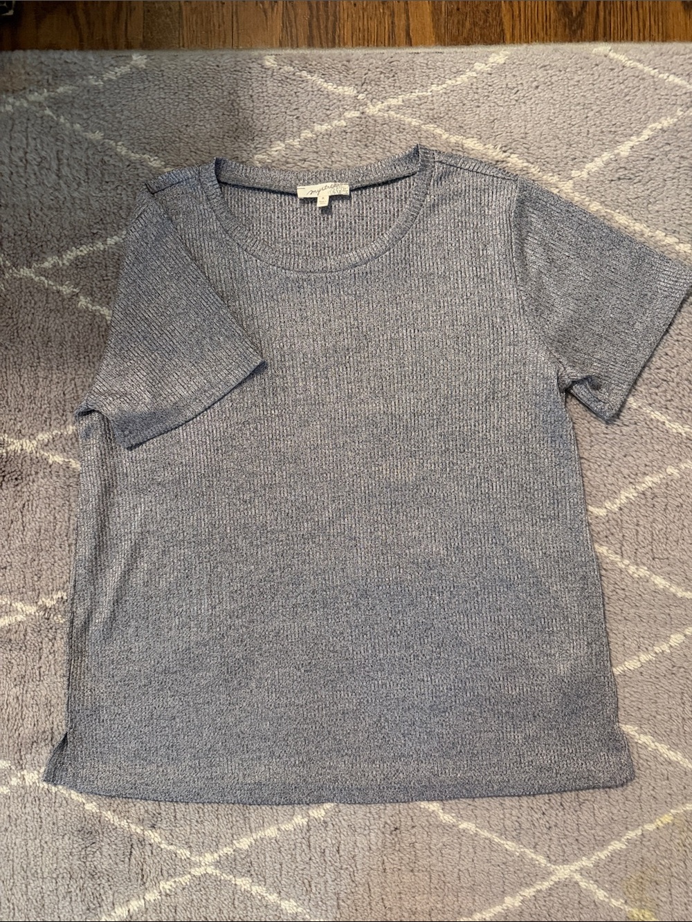 Mystree Heather Blue Short Sleeve Knit Top